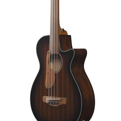 IBANEZ アイバニーズ AEGB24FE-MHS フレットレス エレクトリックアコースティックベース ボディ斜めアングル画像