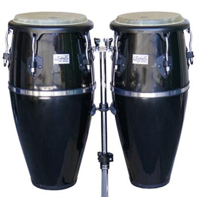 TOCA トカ 4010BK Players Fiberglass 10+11インチ Conga Set Black コンガ ブラック スタンド付き アップ画像