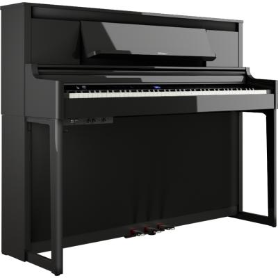 【組立設置無料サービス中】 ROLAND ローランド LX-6-PES 電子ピアノ 高低自在椅子付き ブラック 黒塗鏡面 アングル画像