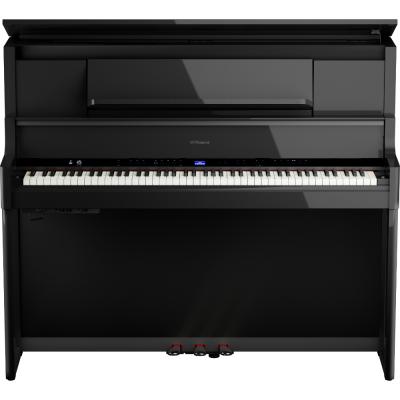 【組立設置無料サービス中】 ROLAND ローランド LX-9-PES 電子ピアノ 高低自在椅子付き ブラック 黒塗鏡面 正面画像