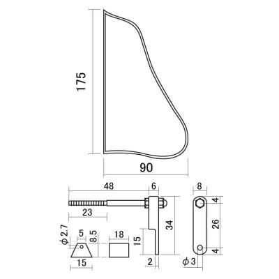 SCUD スカッド ATPGT-S/G アーチトップギター用ピックガード べっ甲柄 サイズ図画像