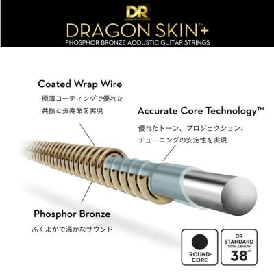 DR DRAGON SKIN+ DAP-12/56 12-56 Phosphor Bronze アコースティックギター弦 ドラゴン・スキン プラス