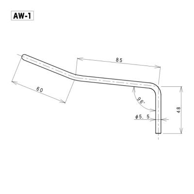 ゴトー GOTOH AW-1 HG ホーンゴールド VS100G用トレモロアーム サイズ図画像