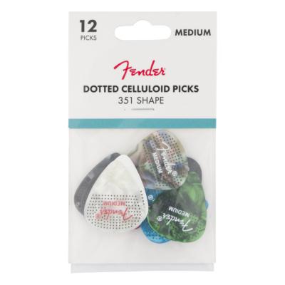 Fender フェンダー 351 Dotted Celluloid Picks 12-Pack Medium ギターピック 12枚入りパック パッケージ画像