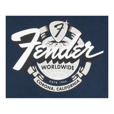 Fender フェンダー World Wide Tee Vintage Navy XXLサイズ Tシャツ 半袖 ロゴ部
