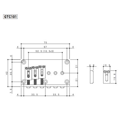 ゴトー GOTOH GTC102-GG ギター用ブリッジ ゴールド サイズ詳細