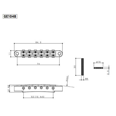 ゴトー GOTOH GE104B-N ギター用ブリッジ ニッケル サイズ詳細