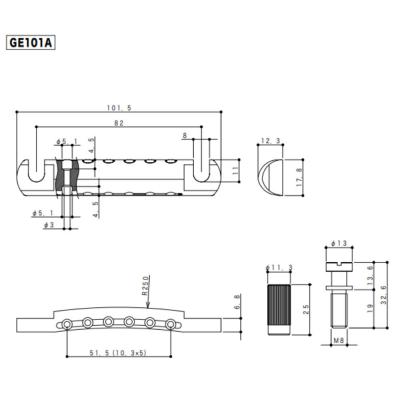 ゴトー GOTOH GE101A-N テールピース ニッケル サイズ詳細