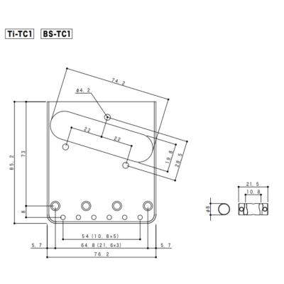 ゴトー GOTOH BS-TC1S RELIC TLタイプ用ブリッジ エイジドニッケル サイズ詳細
