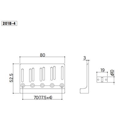 ゴトー GOTOH 201B-4-C ベース用ブリッジ クローム サイズ詳細