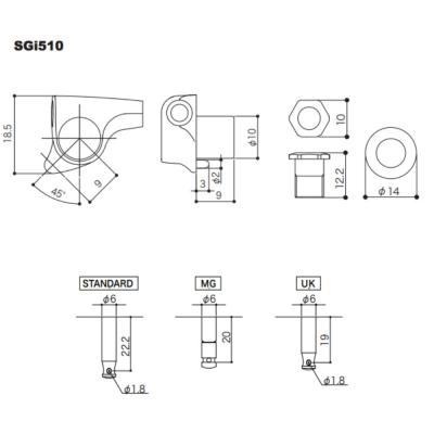 ゴトー GOTOH SGi510-S5-L6-Chrome ギター用ペグ サイズ詳細
