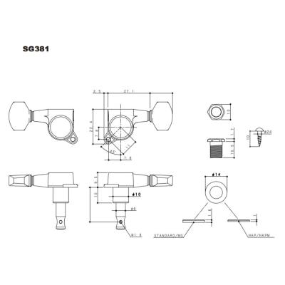 ゴトー GOTOH SG381-MG-T-01-L3R3-Gold ギター用ペグ サイズ詳細