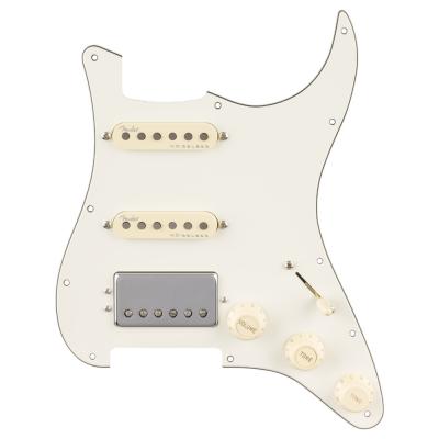 Fender フェンダー Pre-Wired Strat Pickguard Quadra Tap/Ultra Noiseless HSS Parchment 11 Hole PG 配線済みピックアップセット