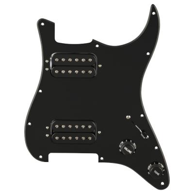 Fender フェンダー Pre-Wired Strat Pickguard Quadra Tap HH Black 11 Hole PG 配線済みピックアップセット