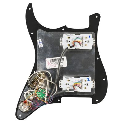 Fender フェンダー Pre-Wired Strat Pickguard Quadra Tap HH Black 11 Hole PG 配線済みピックアップセット 配線面画像