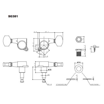 ゴトー GOTOH SG381-07-L6-Gold ギター用ペグ サイズ詳細