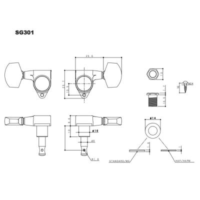 ゴトー GOTOH SG301-20-L3R3-Gold ギター用ペグ サイズ詳細