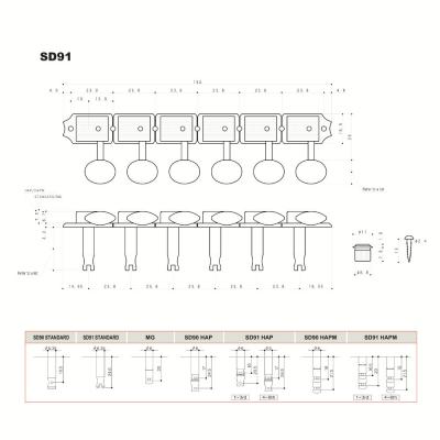 ゴトー GOTOH SD91-MG-05M-L6-Nickel ギター用ペグ サイズ詳細