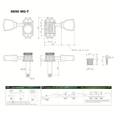 ゴトー GOTOH SD90-MG-T-SL-L3R3-Nickel ギター用ペグ サイズ詳細