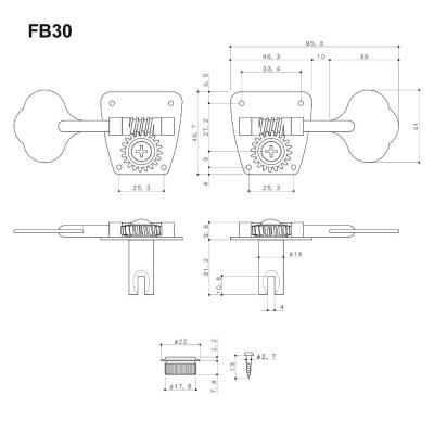 ゴトー GOTOH FB30-L4-Nickel ベース用ペグ サイズ詳細