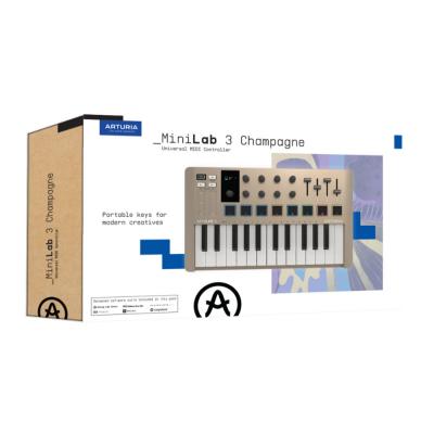 ARTURIA MiniLab 3 CHAMPAGNE シャンパーニュカラー USB/MIDIキーボード パッド コントローラー 【Analog Lab Intro他バンドルソフト付き】 外装箱画像