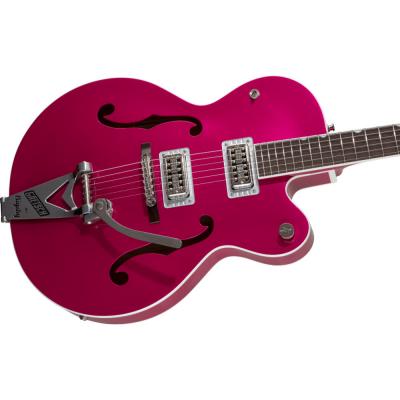 GRETSCH グレッチ G6120T-HR Brian Setzer Signature Hot Rod Hollow Body with Bigsby Candy Magenta エレキギター フルアコ ボディ斜めアングル画像