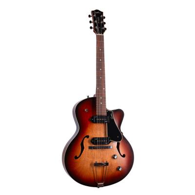 Godin ゴダン 5th Avenue CW Kingpin II Vintage Burst エレキギター フルアコギター 斜めアングル画像