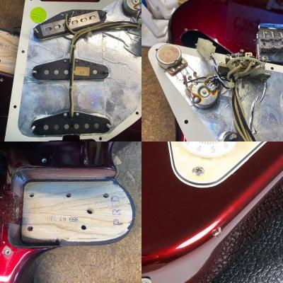 【中古】 エレキギター Music Man Albert Lee Signature Model SSS Pearl Red 1997年製 ミュージックマン アルバート・リーモデル ピックアップ、ネック、傷、打痕