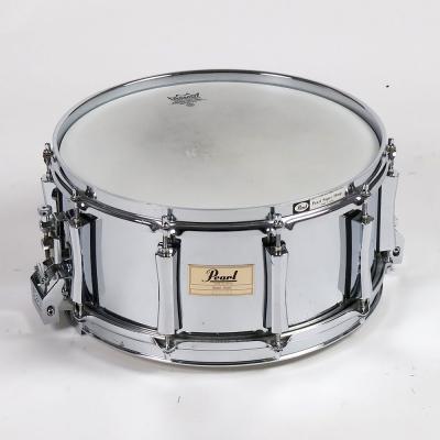 【中古】 スネアドラム パール Pearl Steel shell 14x6.5 Made in Japan スネアドラム 正面