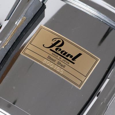 【中古】 スネアドラム パール Pearl Steel shell 14x6.5 Made in Japan スネアドラム エンブレム