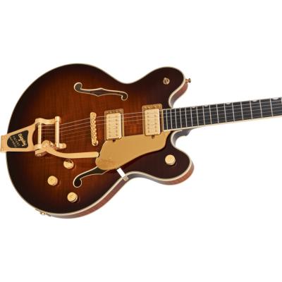 GRETSCH グレッチ Broadkaster LX Figured Center Block with String-Thru Bigsby and Gold Hardware Havana Burst エレキギター ボディ斜めアングル画像