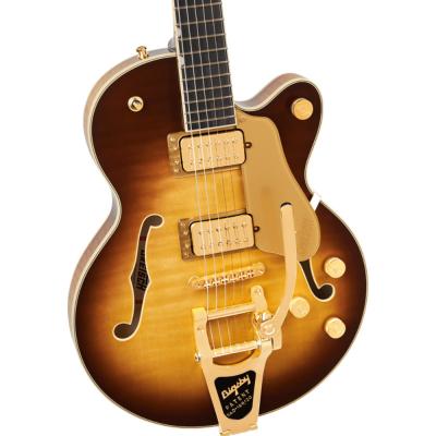 GRETSCH グレッチ Broadkaster Jr. LX Figured Center Block with String-Thru Bigsby and Gold Hardware Ebony Fingerboard Caramel エレキギター ボディトップ