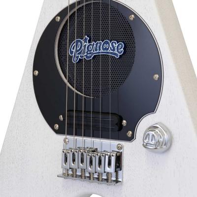 PIGNOSE ピグノーズ PGG-200V STWH Stained White w/Bag ヘッドホン付き アンプ内蔵エレキギター ボディアップ画像