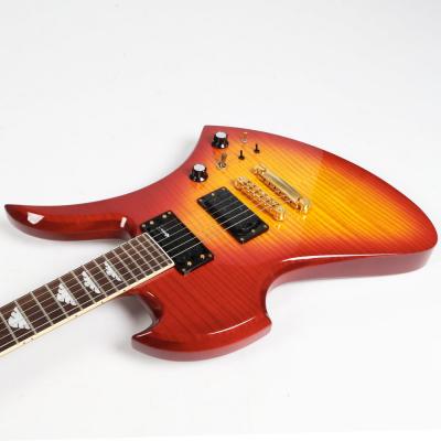 【中古】 エレキギター BURNY by FERNANDES MG-340X CS SKULLストラップ付き hideモデル チェリーサンバースト サスティナー搭載 スルーネック ボディトップ