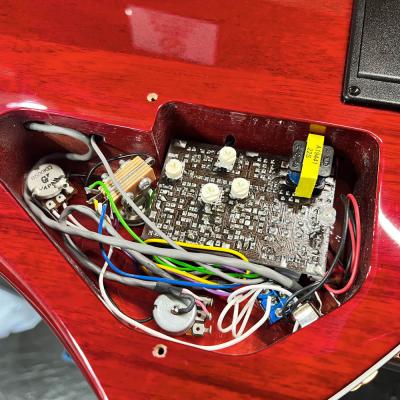 【中古】 エレキギター BURNY by FERNANDES MG-340X CS SKULLストラップ付き hideモデル チェリーサンバースト サスティナー搭載 スルーネック 基盤