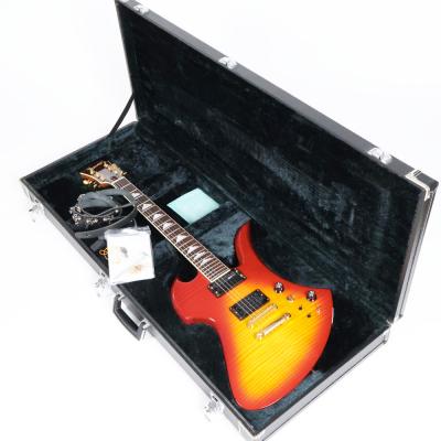 【中古】 エレキギター BURNY by FERNANDES MG-340X CS SKULLストラップ付き hideモデル チェリーサンバースト サスティナー搭載 スルーネック ケース