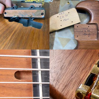 【中古】 エレキベース MOON JJ-5-230B WN/E GO Walnut Natural オイルフィニッシュ Bartolini XTCTプリアンプ搭載 ムーン ネック、ピックアップ、傷など