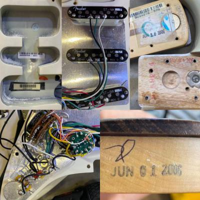 【中古】 Fender USA フェンダー American Deluxe Stratocaster ASH White Blonde 60th Anniversary 2006年製 ストラトキャスター エレキギター 内部、キャビティ、ピックアップ