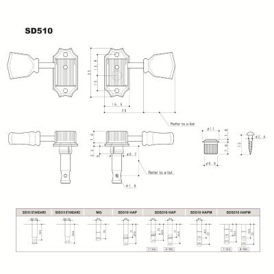 GOTOH ゴトー SD510-SL-L3R3-Nickel ギターペグ ニッケル サイズ詳細