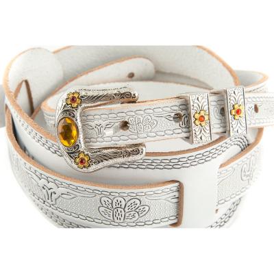 GRETSCH グレッチ Vintage Tooled Leather Guitar Strap White ギターストラップ 装飾