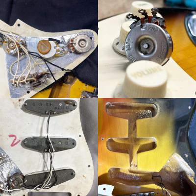 【中古】 エレキギター Fender Stratocaster 3-Tone Sunburst 70’s 1972年製ネック 1974年製ピックアップ フェンダー ストラトキャスター 1970年代 内部