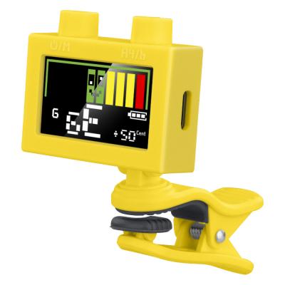 Cherub チェラブ WST-570Li Yellow LET’S TUNE! 充電式リチウムバッテリー内蔵 クリップチューナー イエロー 斜めアングル画像