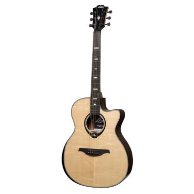アコースティックギター LAG GUITARS HV50ACE NEW HYVIBEシリーズ スマートギター オーディトリアムサイズ マッカーサーエボニーバック&サイド 右斜めアングル画像