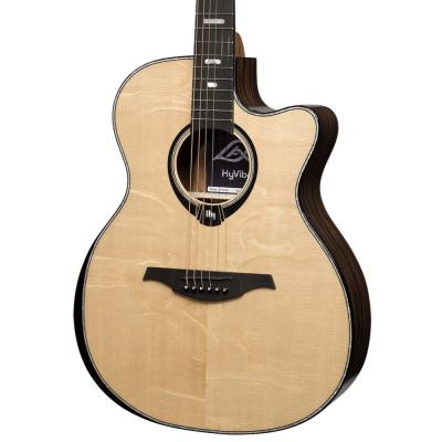 アコースティックギター LAG GUITARS HV50ACE NEW HYVIBEシリーズ スマートギター オーディトリアムサイズ マッカーサーエボニーバック&サイド ボディ右斜め画像