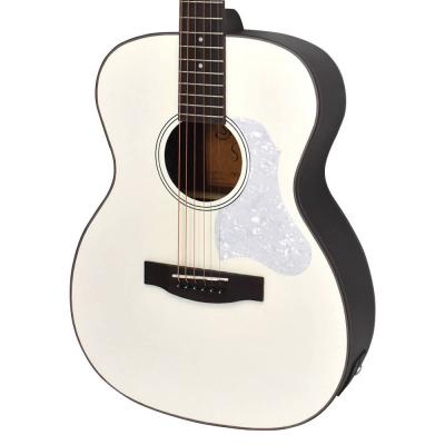 アコースティックギター エレアコ S.YAIRI YEF-01 SWH Silk White フォークサイズ FISHMANピックアップ付き シルクホワイト ボディ斜めアングル画像