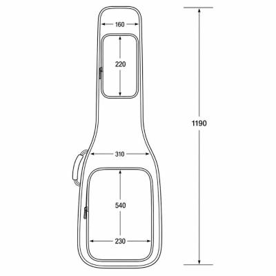 KIKUTANI キクタニ GVB-10B DGN エレキベース用ギグバッグ ダークグリーン サイズ図画像