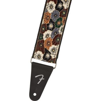 Fender フェンダー Wild Bloom Strap Brown 2インチ ブラウン ギターストラップ アップ画像