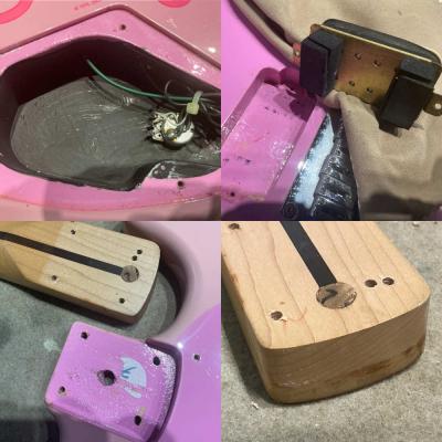 【中古】 Squier by Fender スクワイヤー Hello Kitty Stratocaster 2000年代 初期モデル ハローキティ ストラトキャスター エレキギター 内部