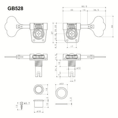 ゴトー GOTOH GB528-L4-Nickel ベース用ペグ サイズ詳細