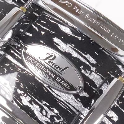 【中古】 Pearl パール PMX1450S/C #412 Black Oyster Glitter PROFESSIONAL SERIES スネアドラム エンブレム